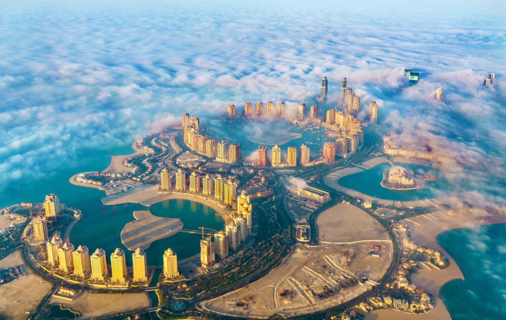 Aerial shot of a portion of The-Pearl-Qatar