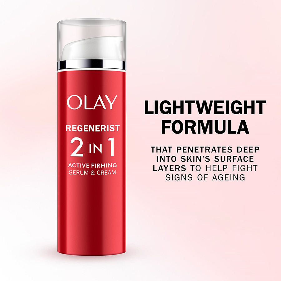 Olay Anti-Aging 2-in-1 Tag + Serum – Straffende Pflege Gegen Falten, Mit Niacinamid, Für Jünger Aussehende Haut
