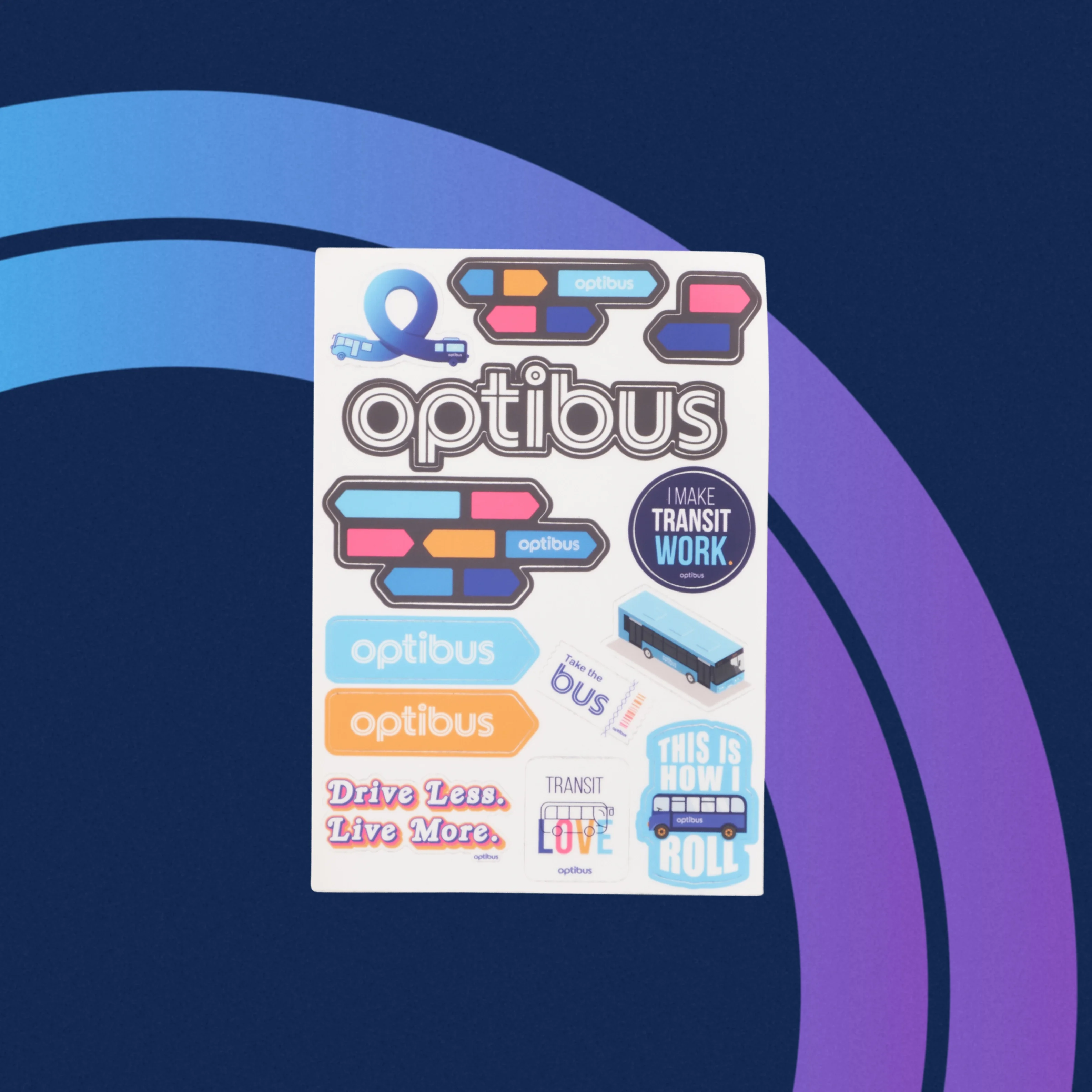 Optibus Go Swag Custom Branded Merchandise Welcome Pack Onboarding stickers
