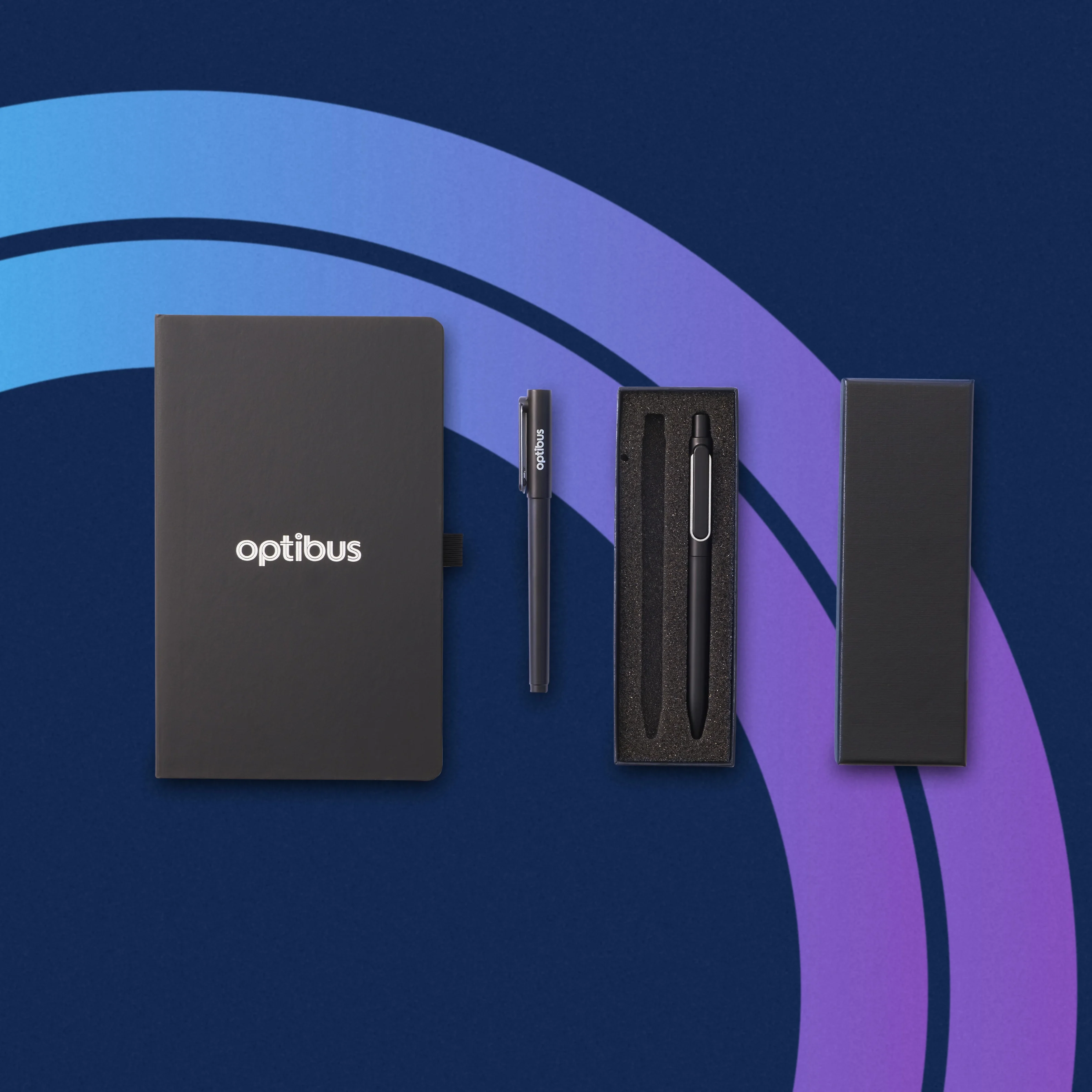 Optibus Go Swag Custom Branded Merchandise Welcome Pack Onboarding pen notebook two