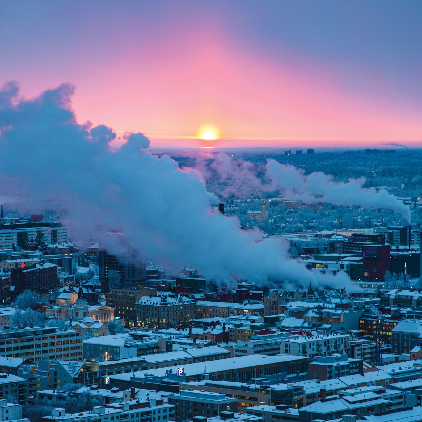 Talvinen maisema Näsinneulasta.