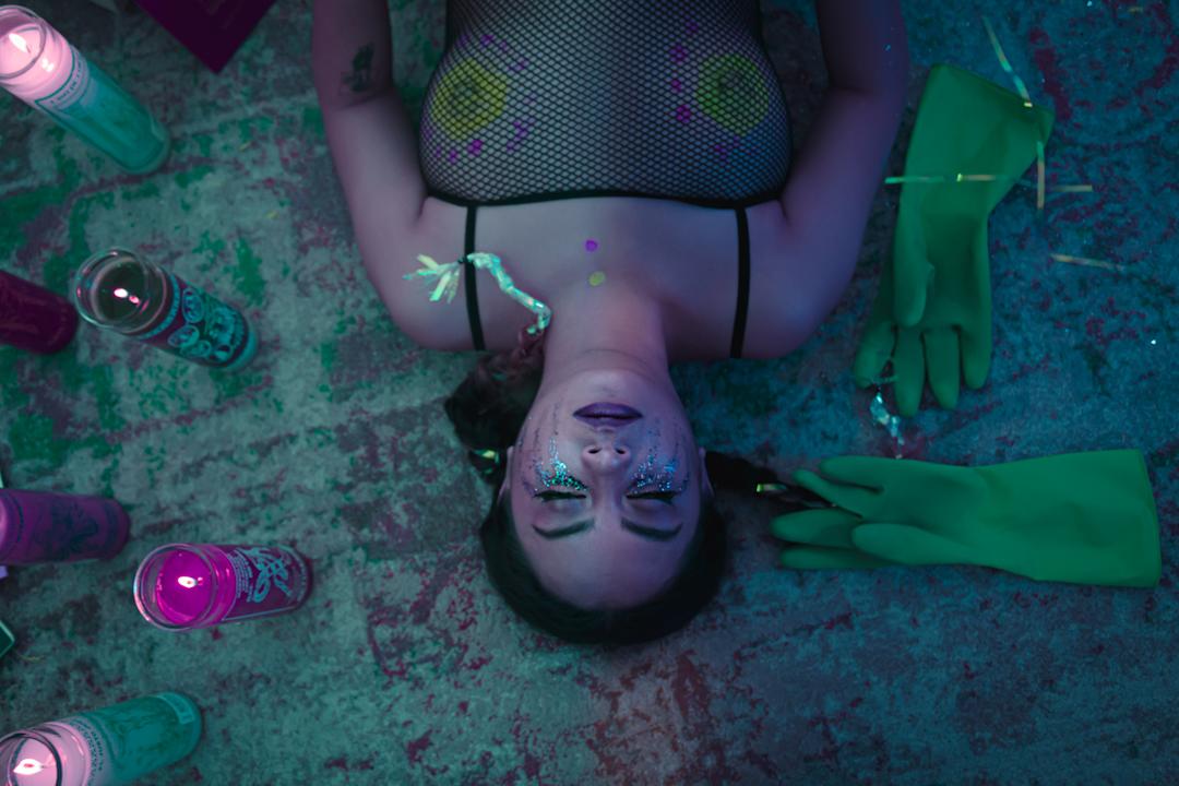 a woman laying on the ground