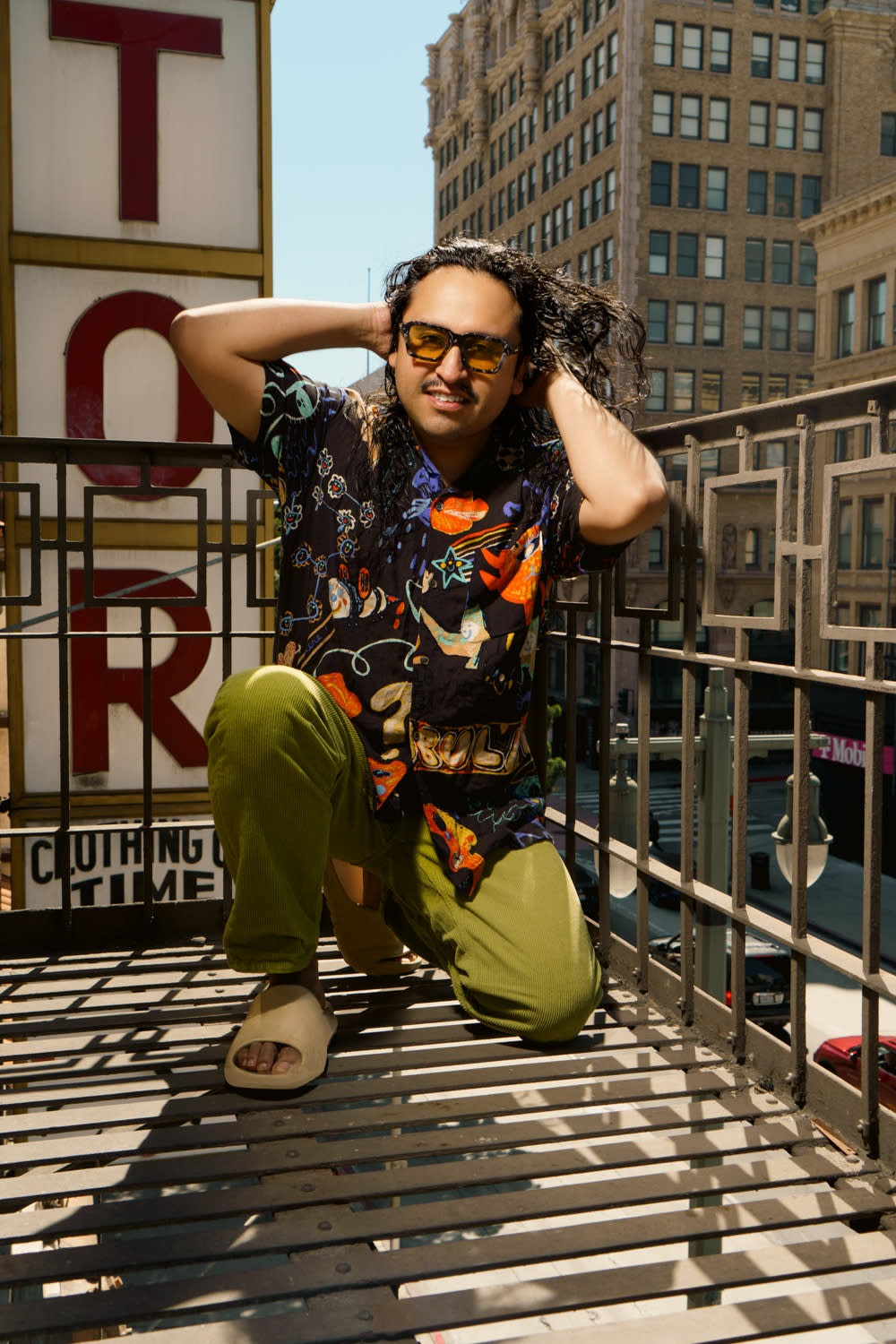 Paco posing on the fire escape