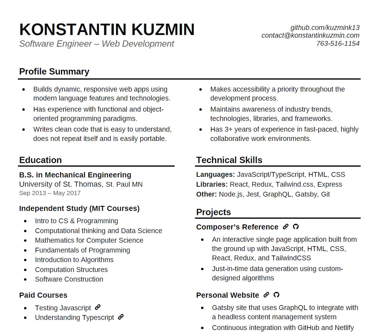 Konstantin's resume