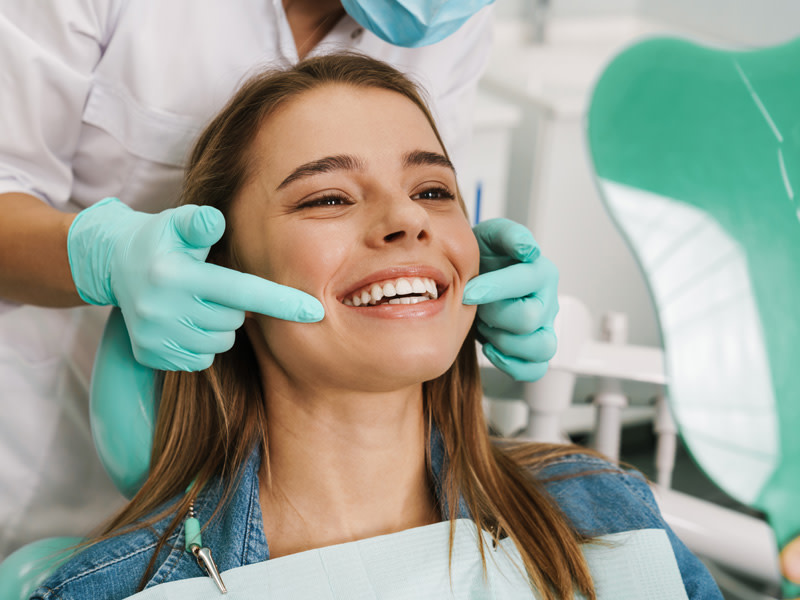 Woman smiling in the dentist