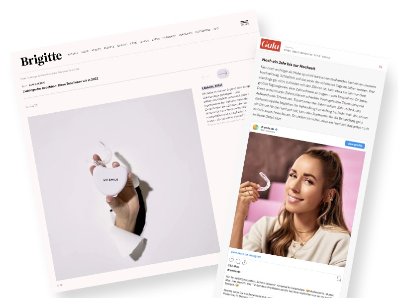 DR SMILE Zeitungsartikel geradere Zähne mit Zahnschiene