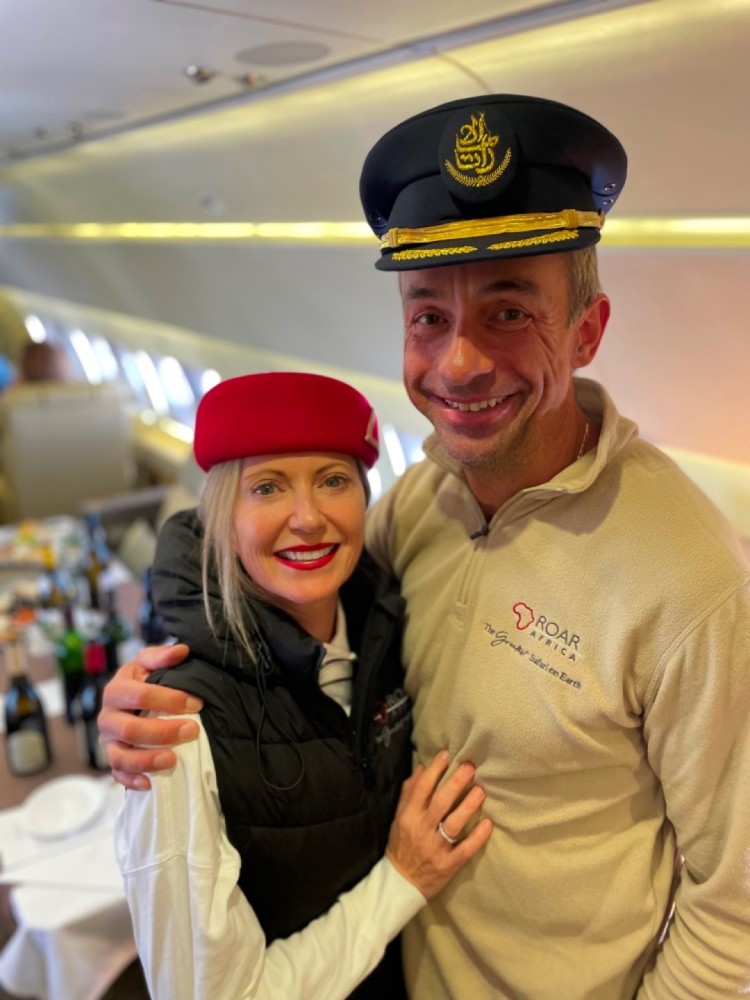 Man and Woman Aboard the Greatest Safari on Earth on Emirates Private Jet - ROAR AFRICA