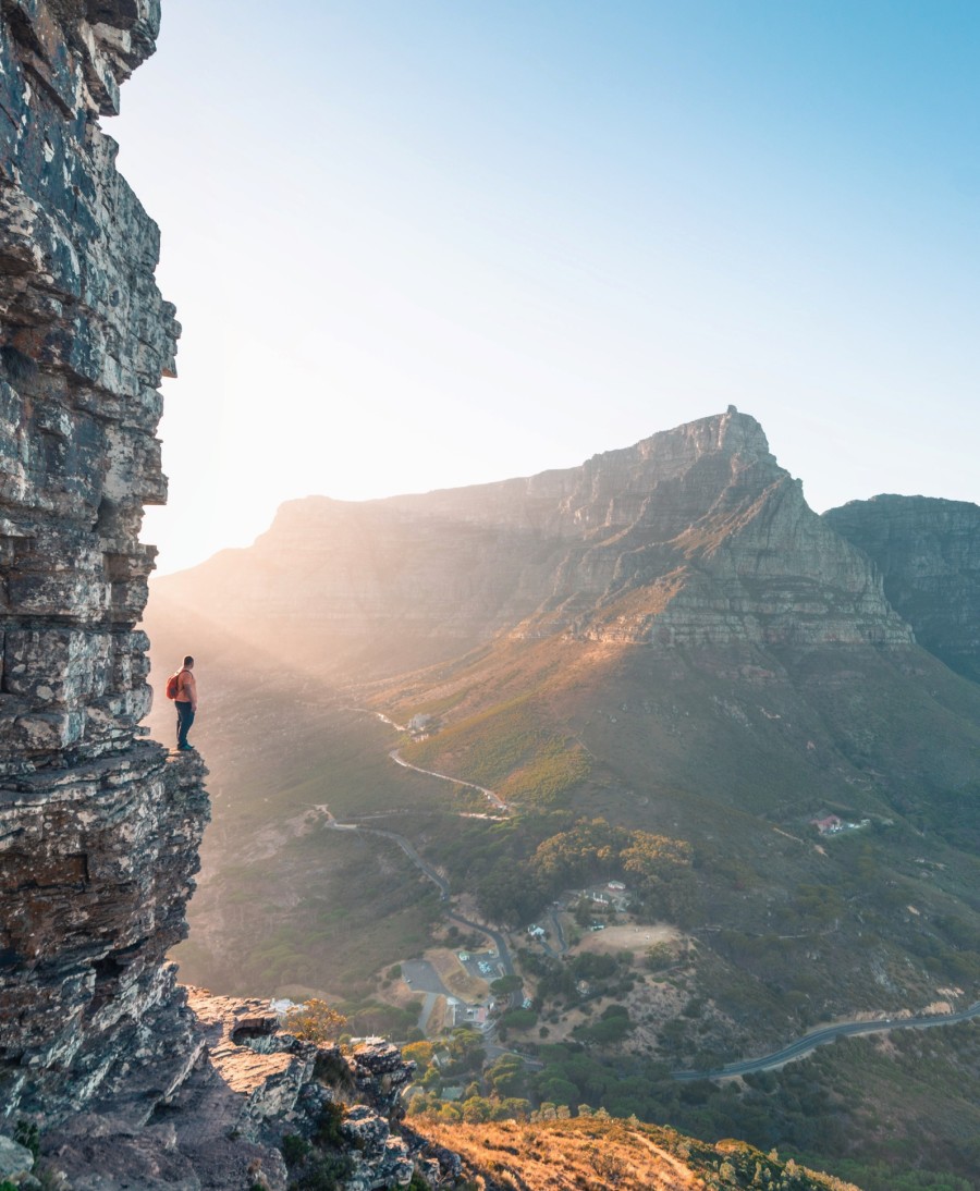 Hiker overlooking Table Mountain