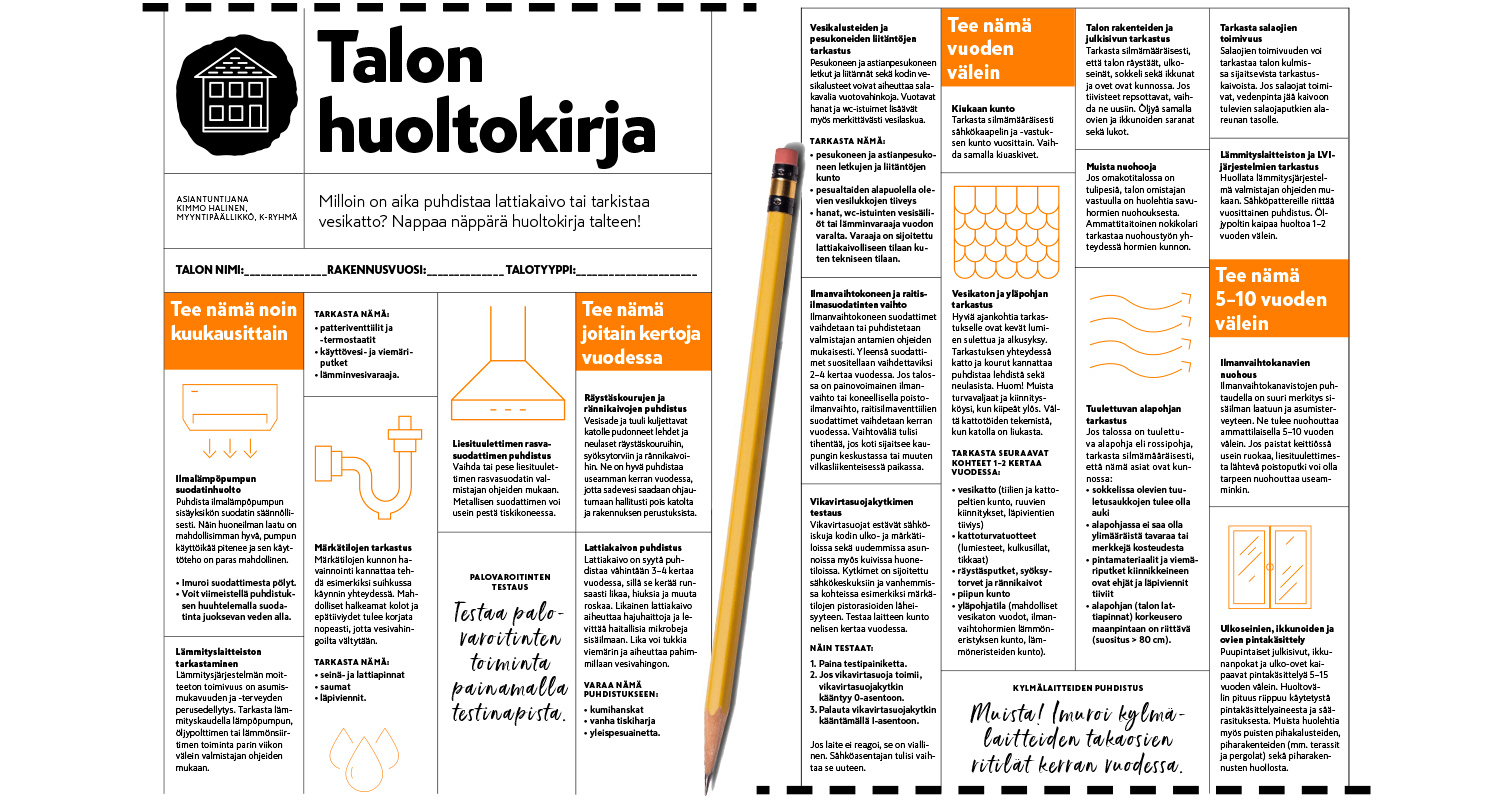 K-Raudan Talon huoltokirja.