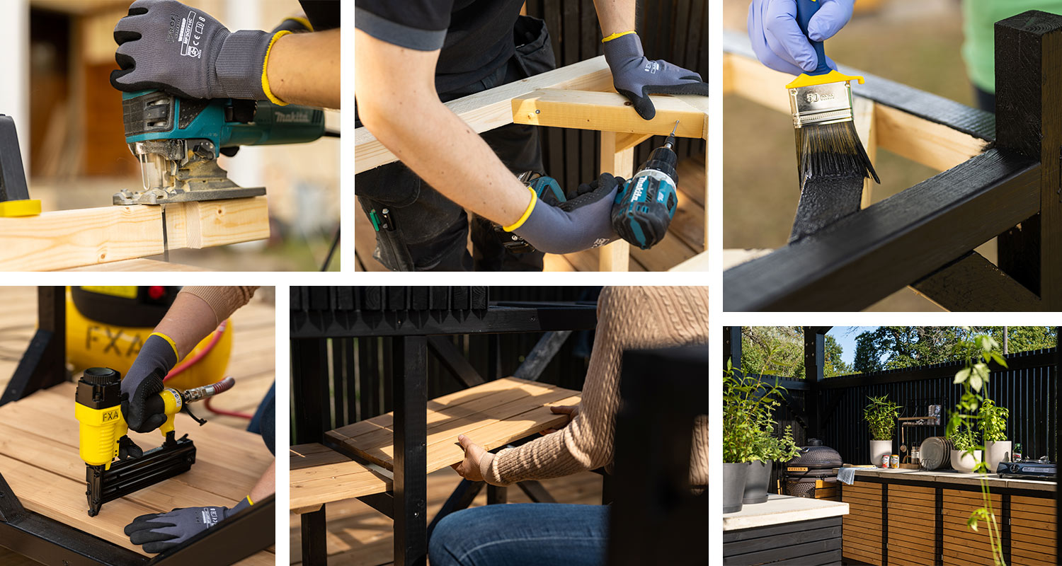 Kesäkeittiön taso ja kaapistot: Rakentamisen työvaiheet