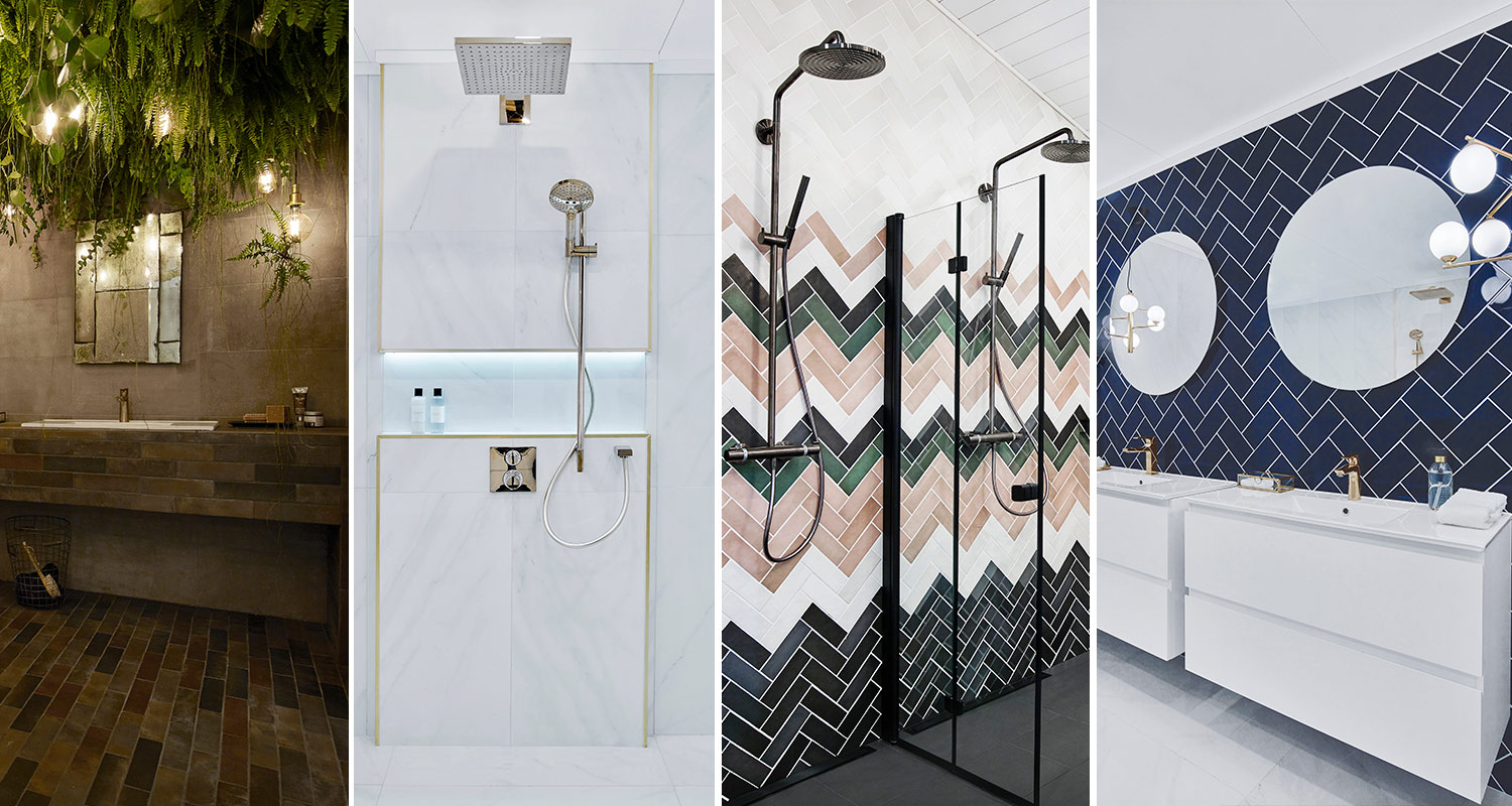 Seija Strandin suunnittelemat kylpyhuoneet  K-Raudan messuosastolle