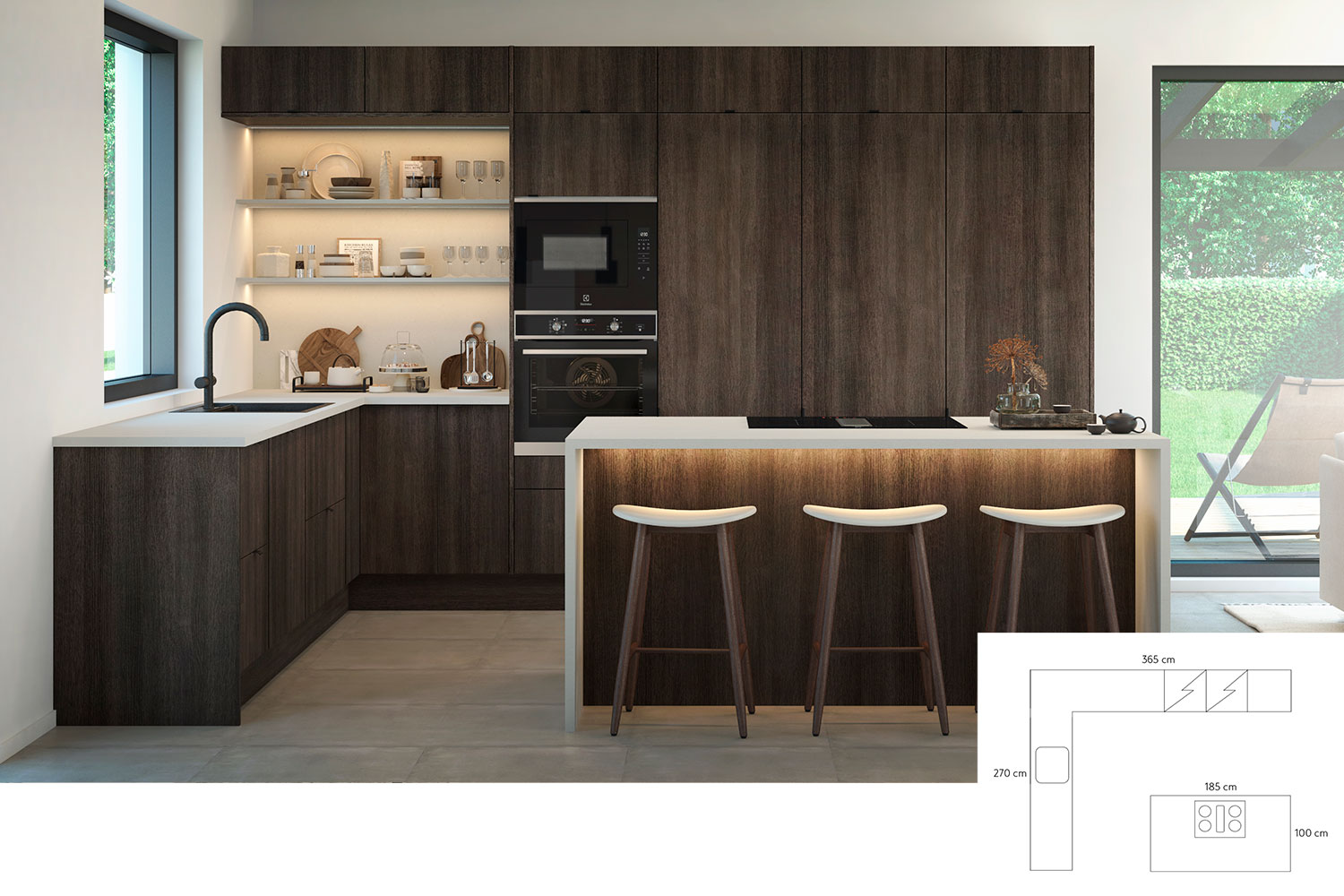 Kuvassa Cello-keittiöiden Kuusela ovimallillinen keittiö.