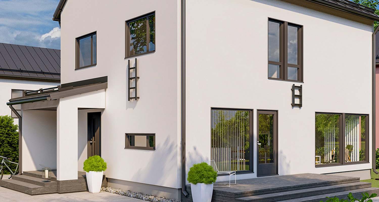 Valkoiseksi rapattu Ainoakoti Fiksu-mallistosta