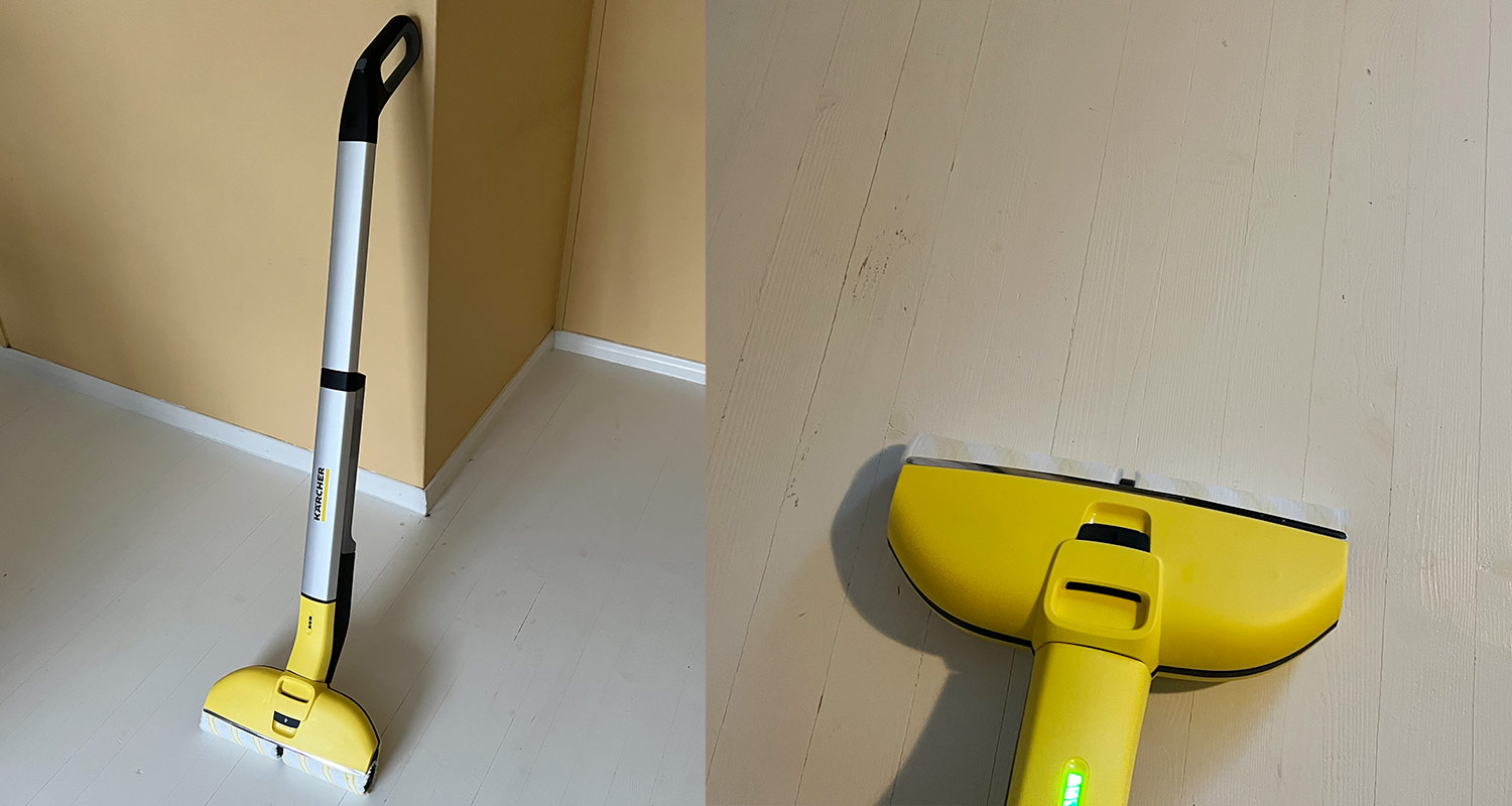 Kärcher lattiapesuri EWM 2 kasattuna ja käytössä