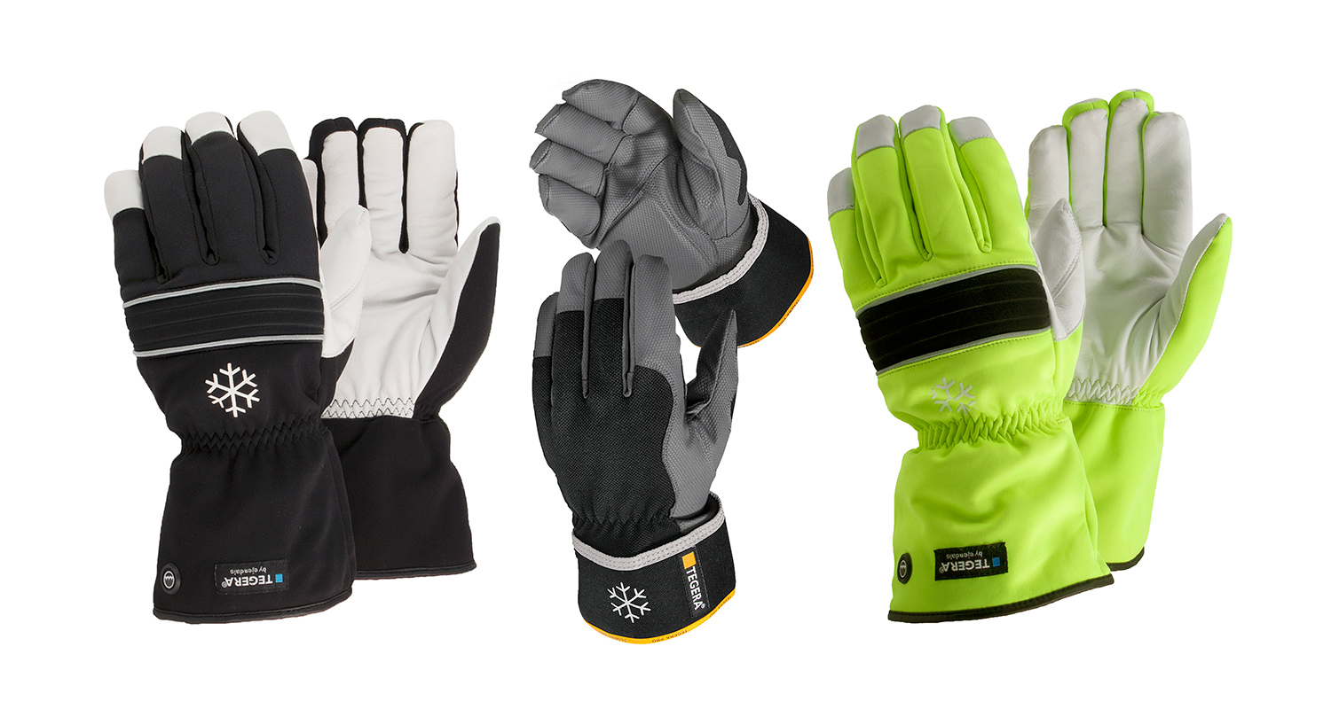 Tegera-talvihanskat K-Raudasta: musta-valkoiset, harmaa-mustat ja kelta-valkoiset 