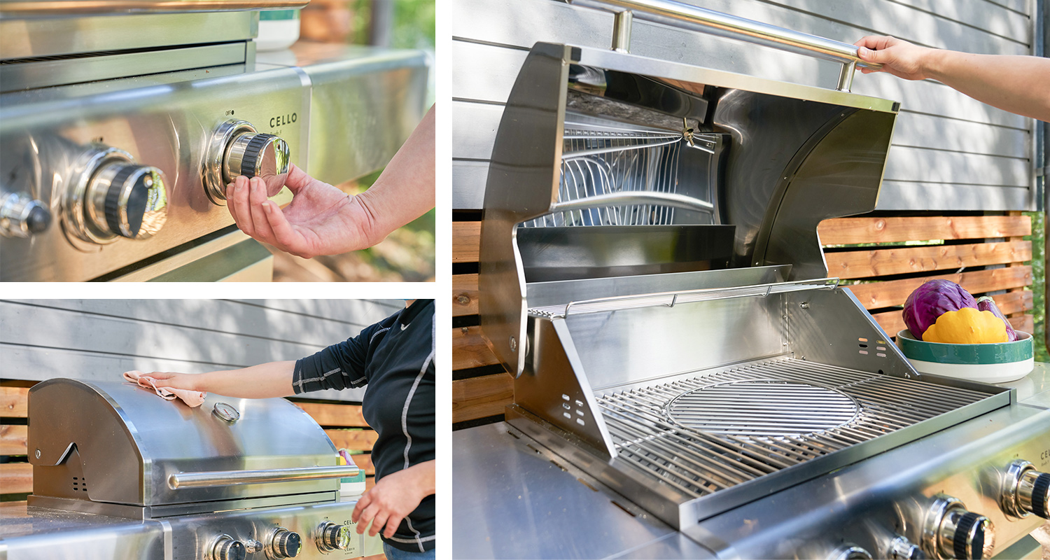 Erinin kesämökki Huvila & Huussi -ohjelmassa. Kuvassa lähikuvia Erinin mökille valitusta Cello-grillistä.