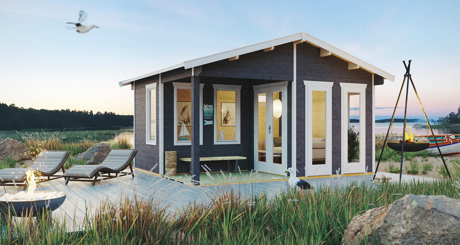 Kuvassa Pihatalo Cello Halland 17,5m² meren rannalla, K-Raudan valikoimista