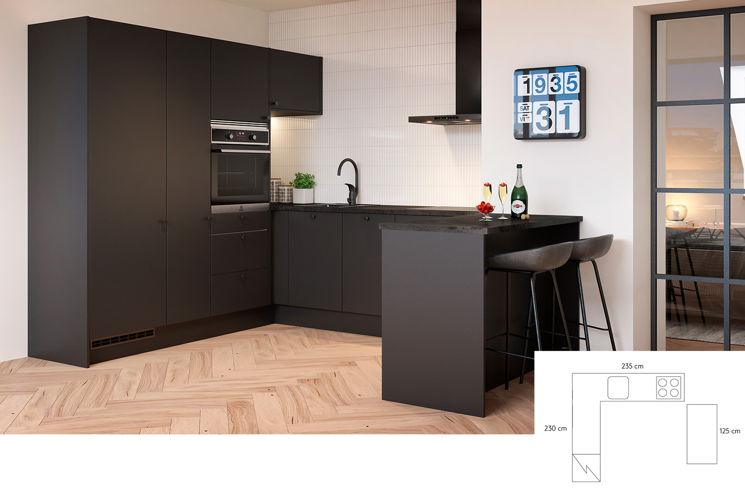 Kuvassa Cello-keittiöiden Luolaja ovimallillinen keittiö.