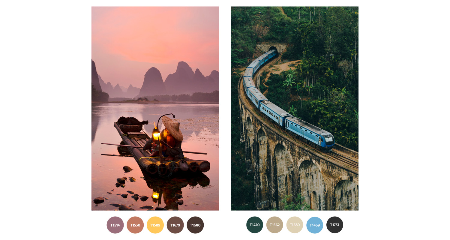 Sävygeneraattorin esimerkkikuvat, miten sävygeneraattori poimii kuvasta sävyt.