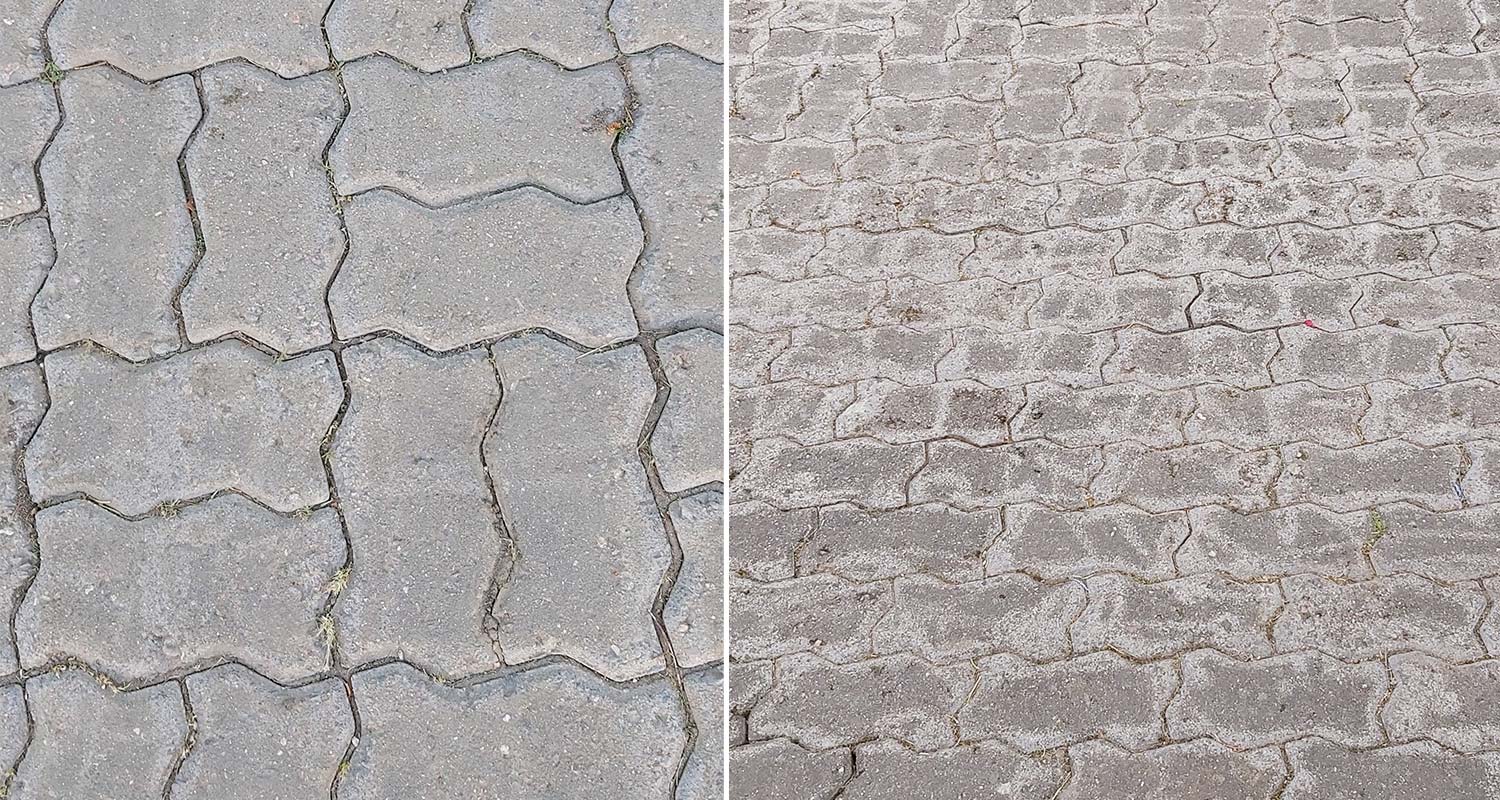 Saumaharjakäsittelyn jälkeen pihalaatat