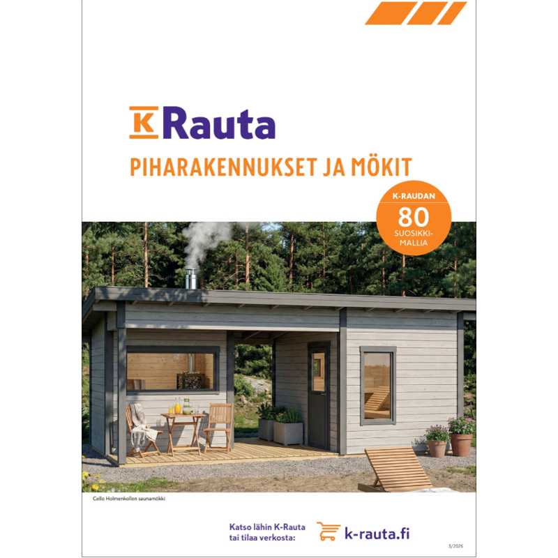 Kuvassa piharakennus esitteen kansi.