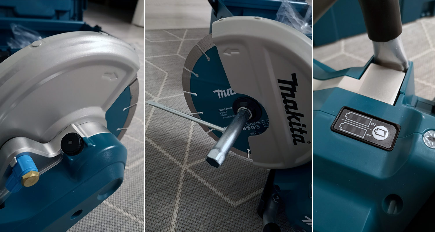 Makitan laikkaleikkuri DCE090ZX1 lähikuvissa