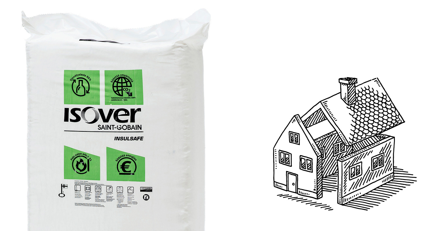 Lisäeristämiseen soveltuva Isover-puhallusvilla K-Raudasta.