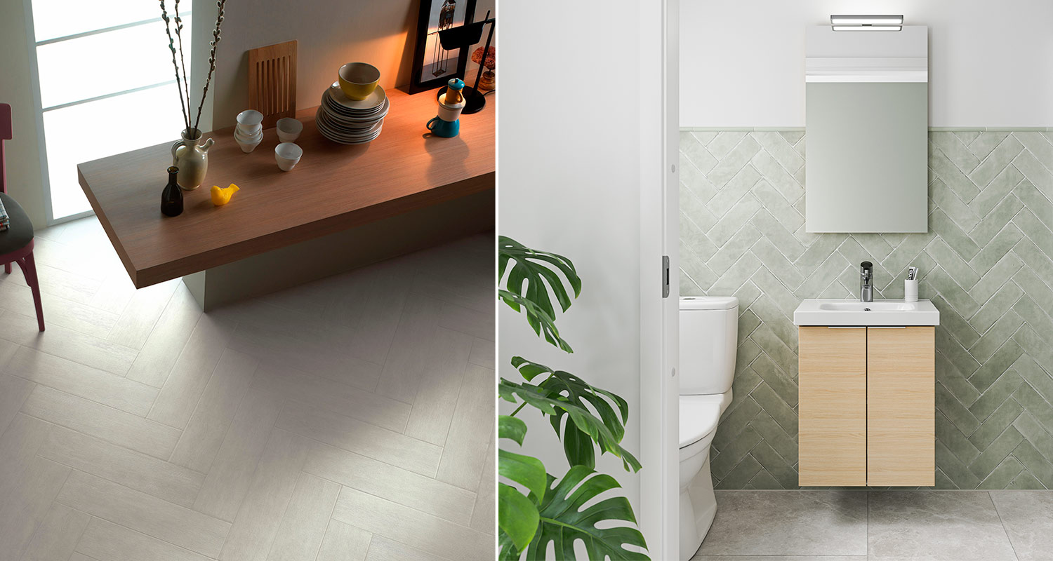 Kalanruotoladonta lattiassa ja kylpyhuoneen seinässä