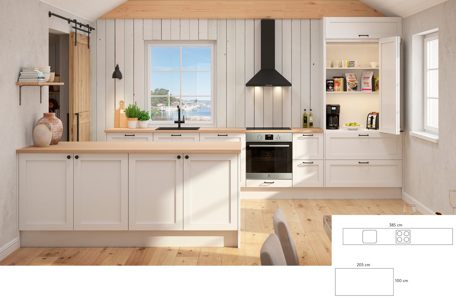 Kuvassa Cello-keittiöiden Vappula ovimallillinen keittiö.