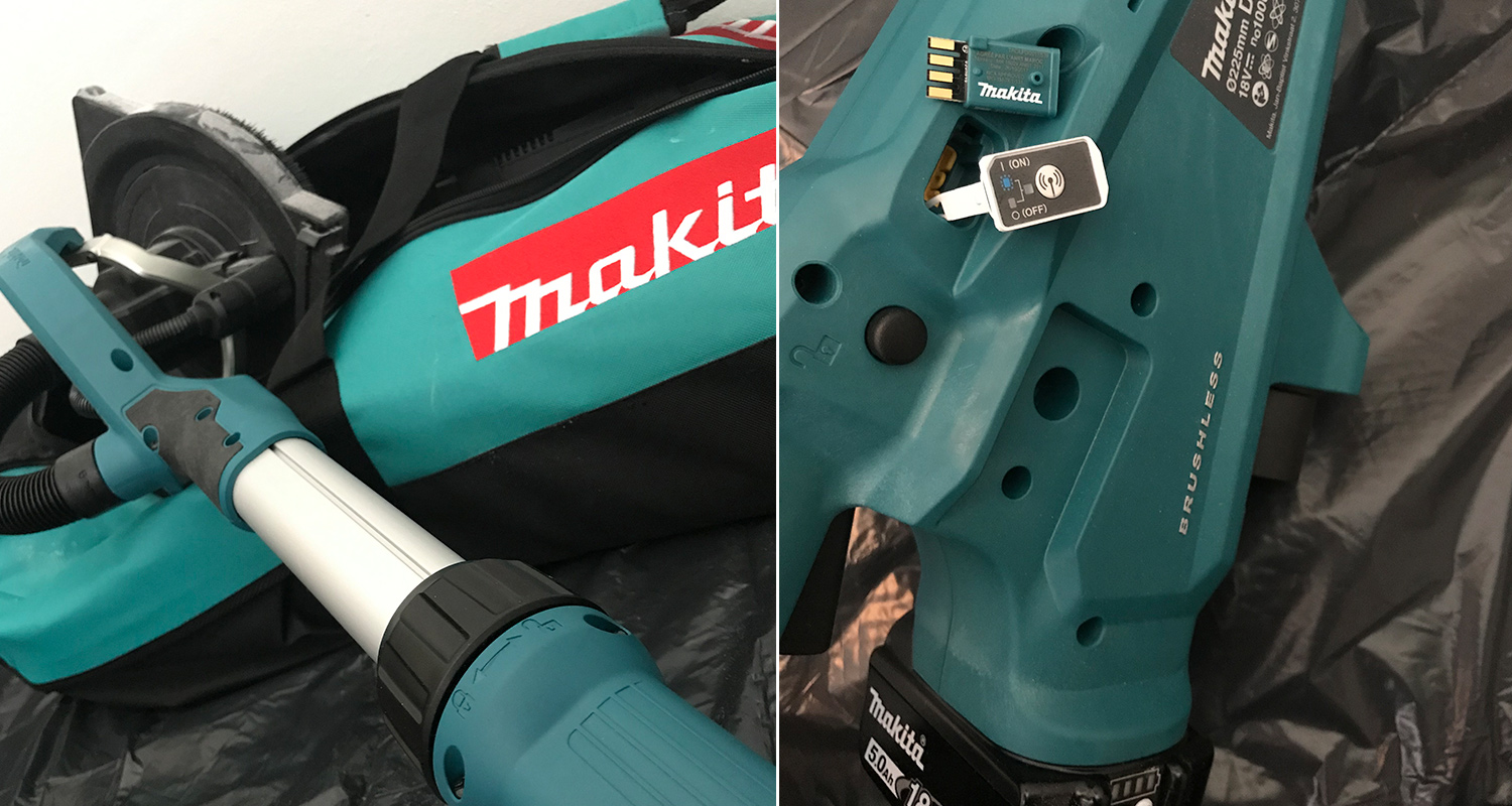 Makitan varsihiomakone DSL800ZU akulla ja laturilla