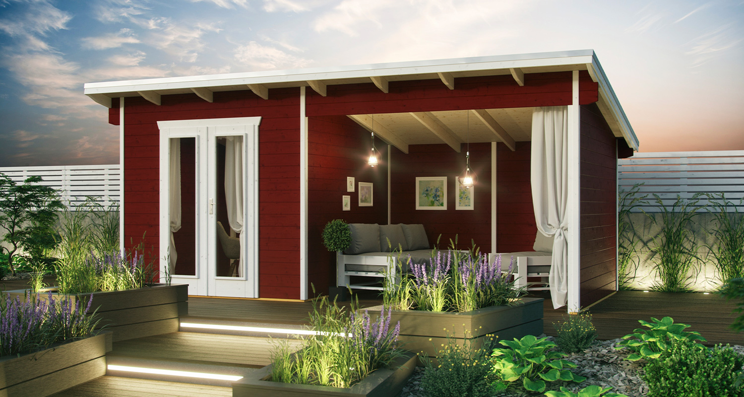 Kuvassa punainen Cello Sund -pihatalo.