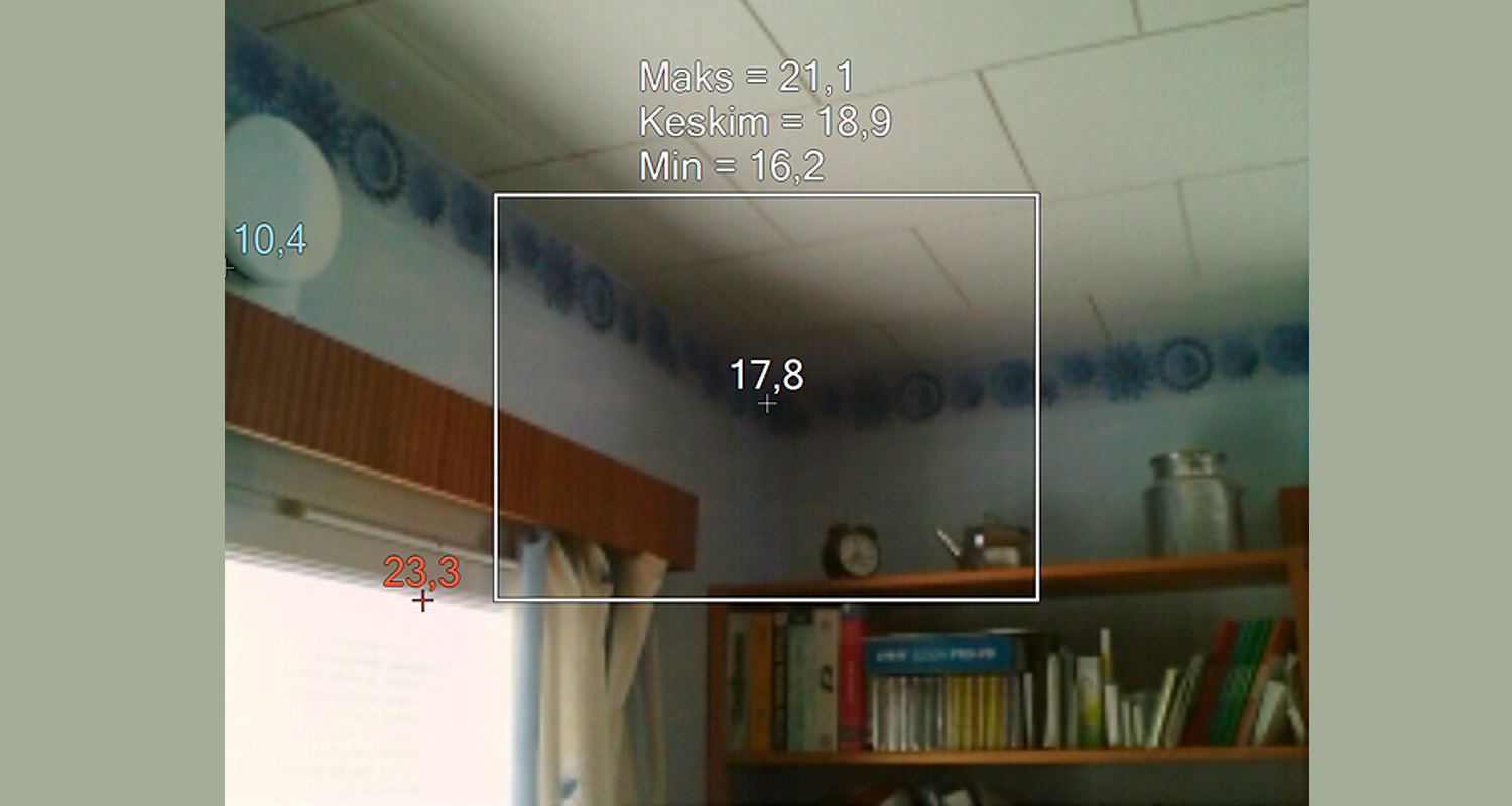 Fluken lämpökamera käytössä, mittaustuloksia