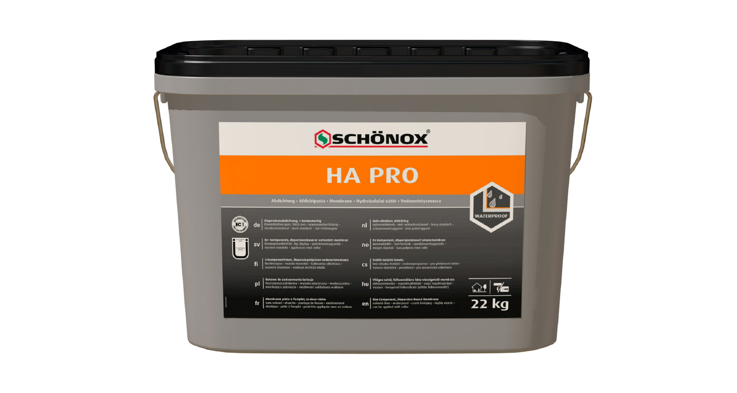 Kuvassa Schönox HA Pro -vedeneristeen pakkaus, saatavissa K-Raudasta