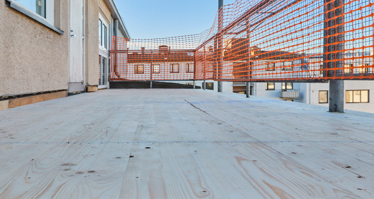 PROF-rakennuslevyt paikallaan asennettuna