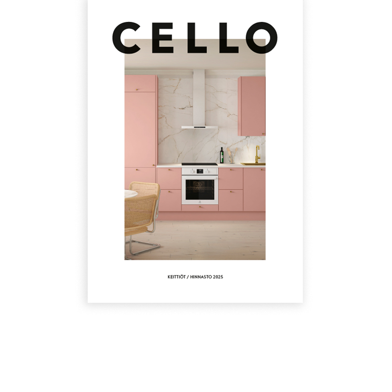 Cello-keittiöiden hinnaston kansi 2025, keittiöt myynnissä K-Raudassa