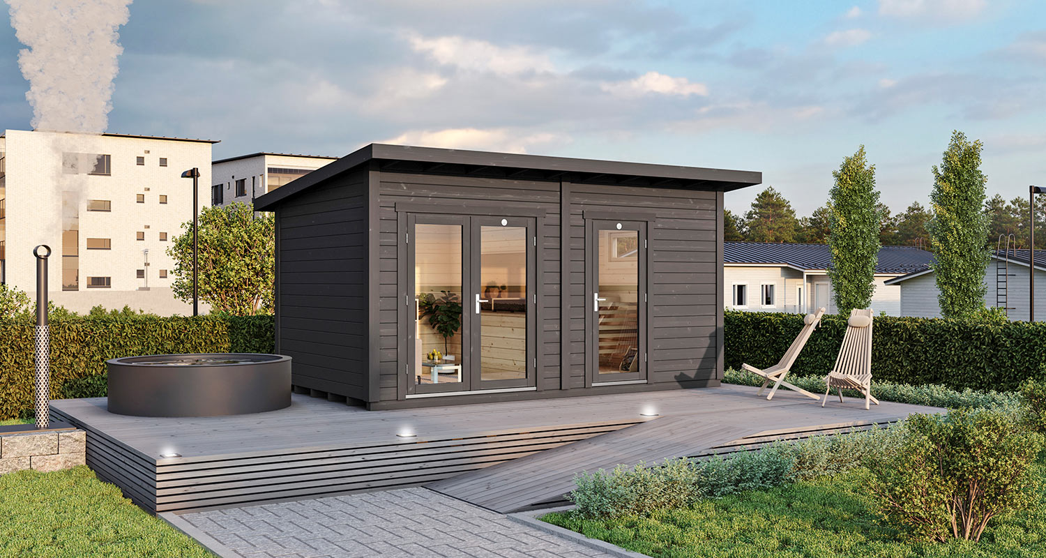 Piharakennuksen valinta. Kuvassa Lillevilla Mielakka -pihasauna, 13,2 m².