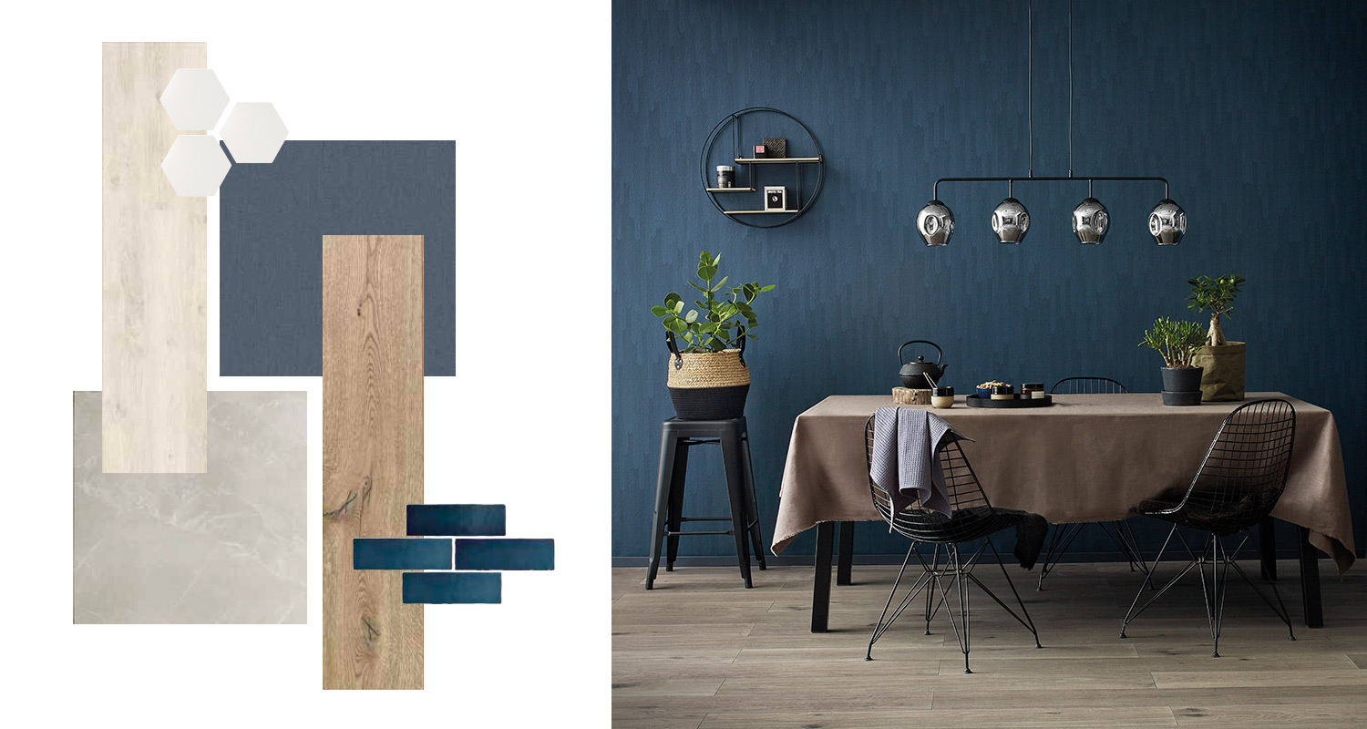 K-Raudan valikoimista sinisiä pintamateriaaleja