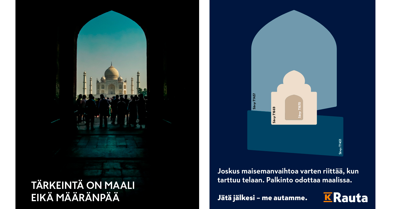 Taj Mahal ja siitä poimitut Cello-sisämaalien maalisävyt