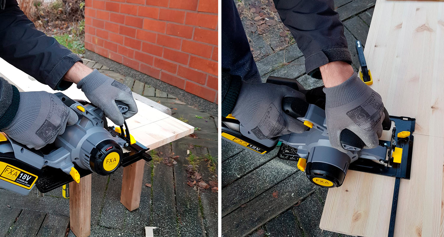 FXA XCLICK -akkukonesarjan pyörösaha käytössä