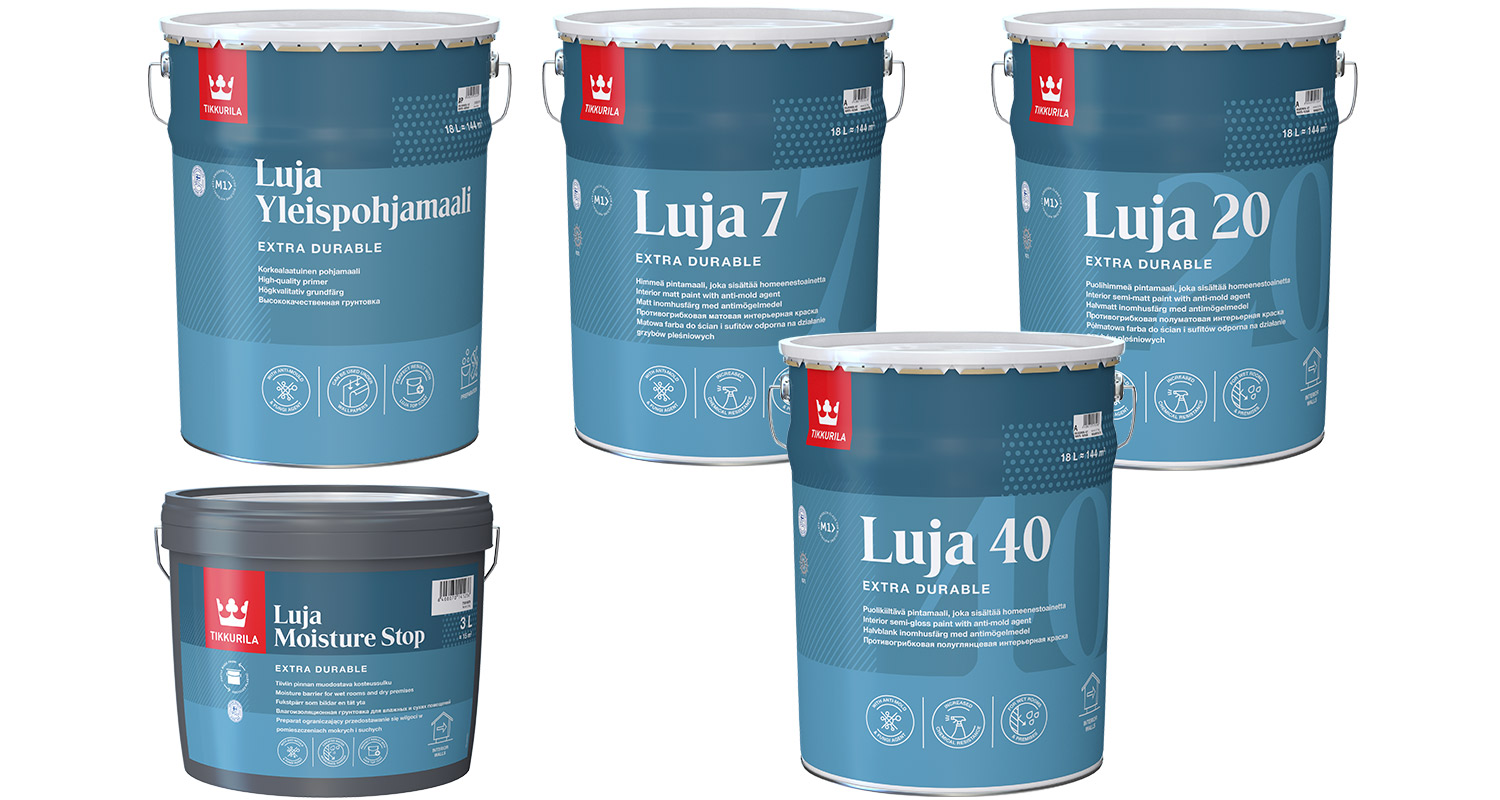 Tikkurila Luja-rakennusmaalisarjan tuotteet, myynnissä K-Raudassa