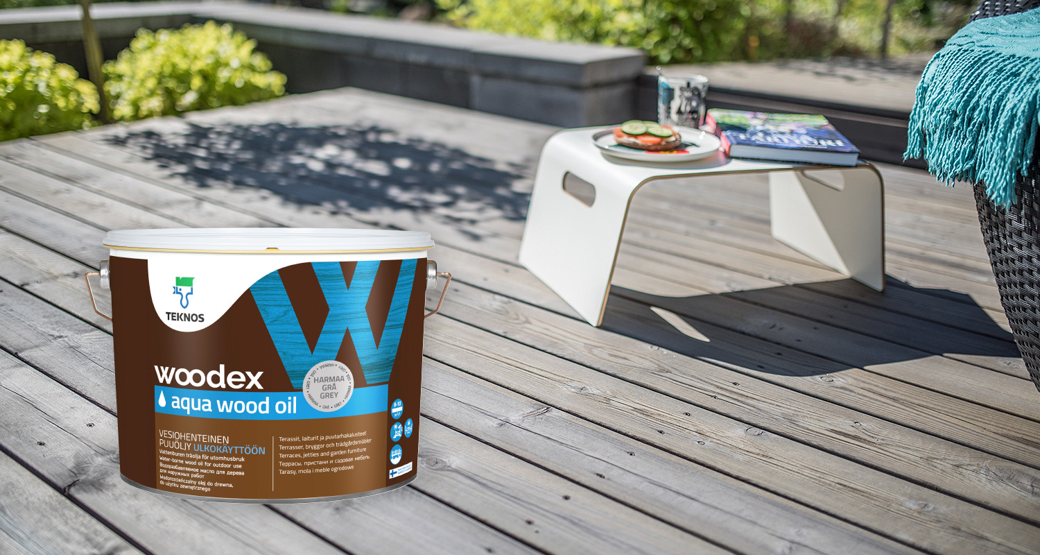 Teknos Woodex aqua wood oil harmaa