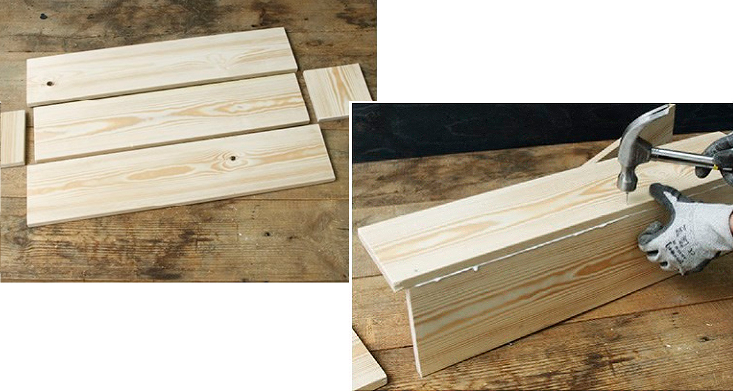 Pitkuilainen kukkalaatikko, työvaiheet 1 ja 2