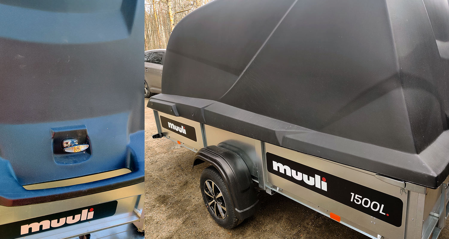 Muuli 1500 L peräkärryn Juncar-kuomu ja sen lukitus