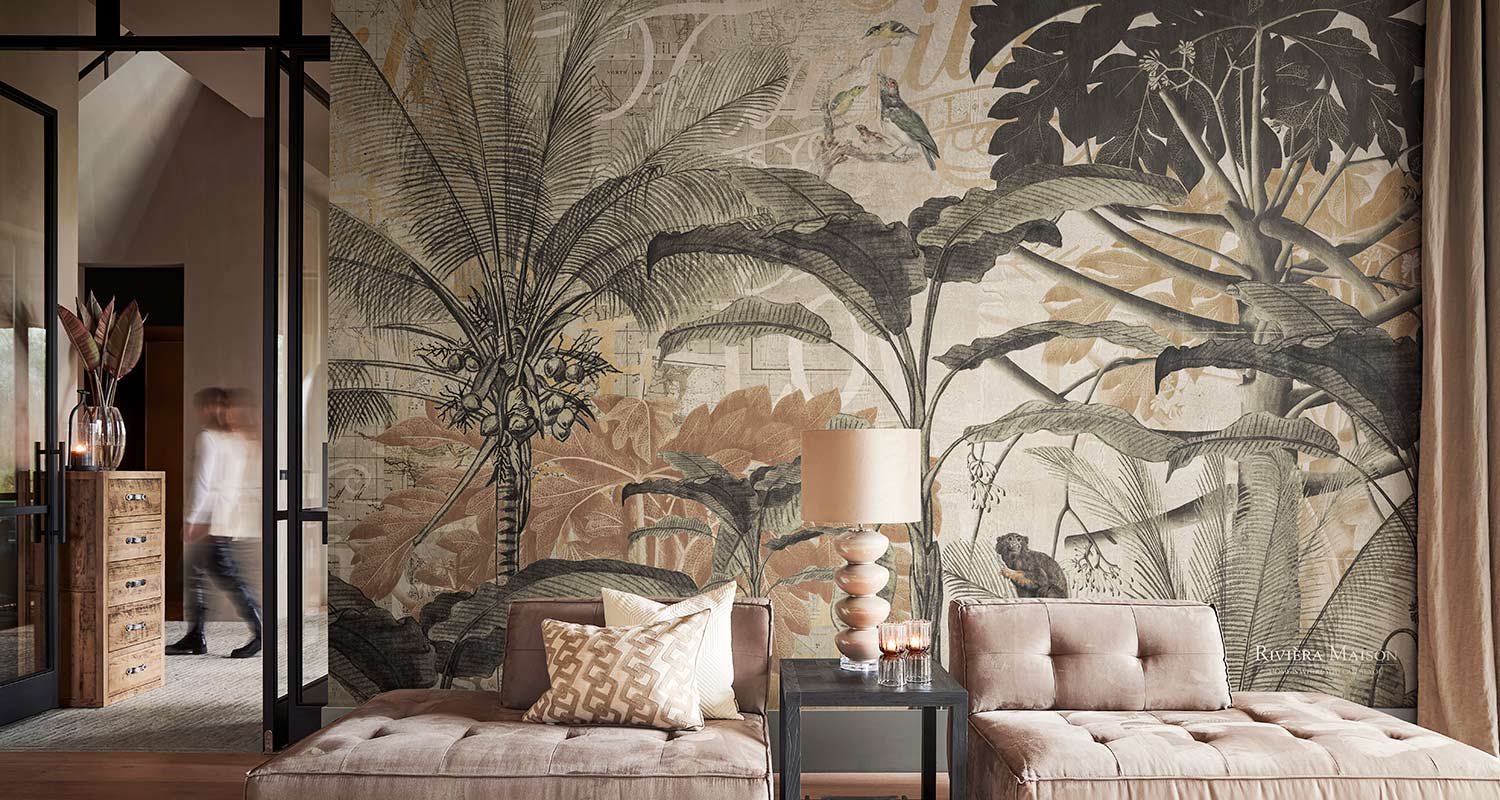Viidakkoilmeinen BN Riviera Maison 300394 on koko seinän peittävä näyttävä kuvatapetti