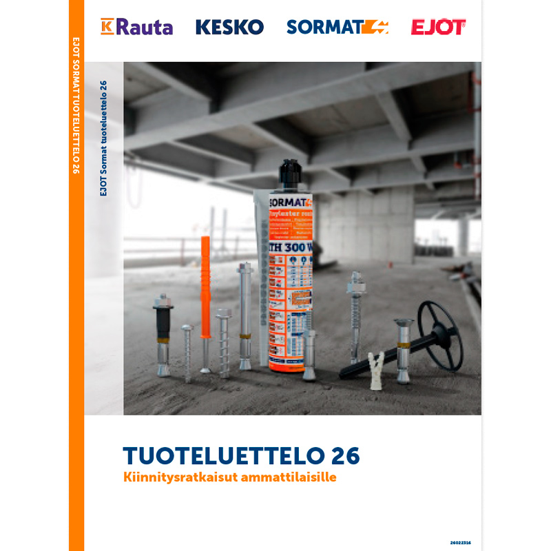 Ejot Sormat tuoteluettelo 2026 kiinnitysratkaisut ammattilaisille esitteen kansi