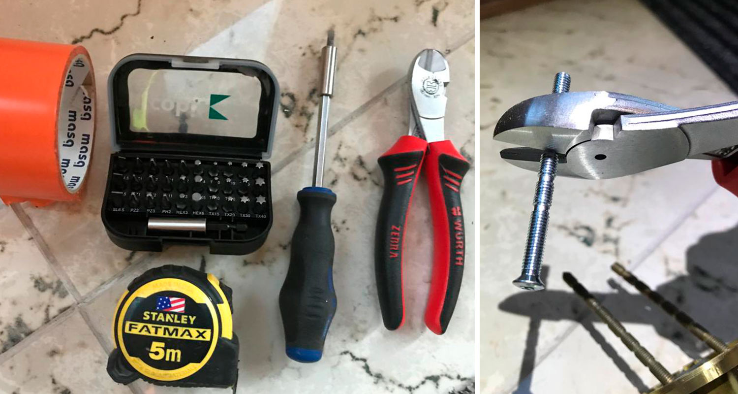 Yale Linus älylukon asennuksen yhteydessä käytetyt asennustarvikkeet