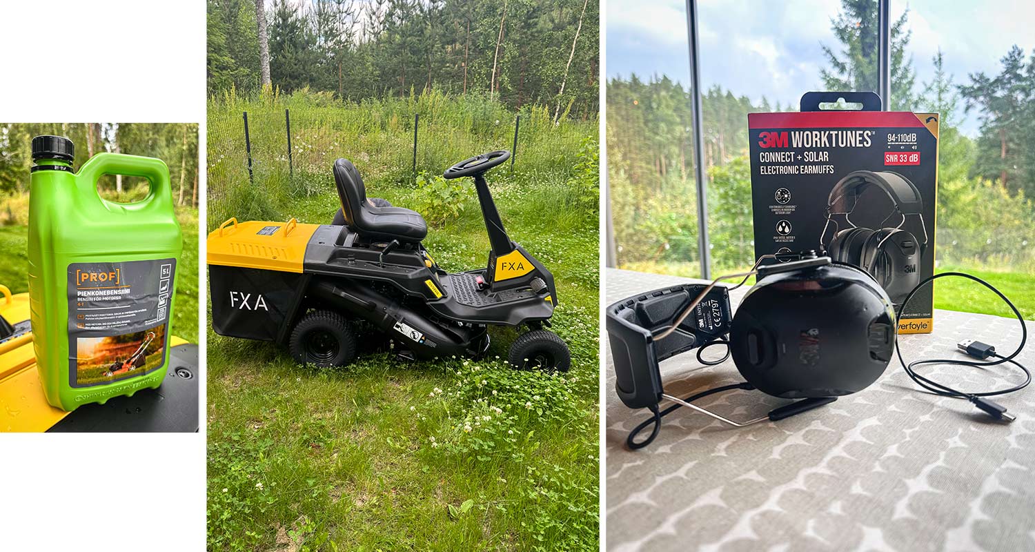 tuotetesti-fxa-d225-ajoleikkuri-ja-3m-worktunes-connect-solar-kuulosuojaimet-krauta-ak-leikkuri
