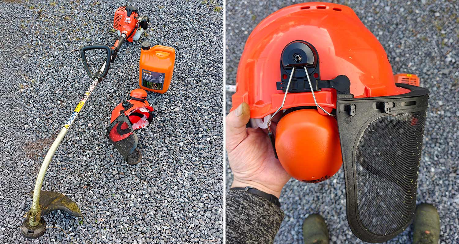 tuotetesti-trimmeri-echo-gt-222ES-ja-kyparasetti-oregon-krauta-ak-kasattuna