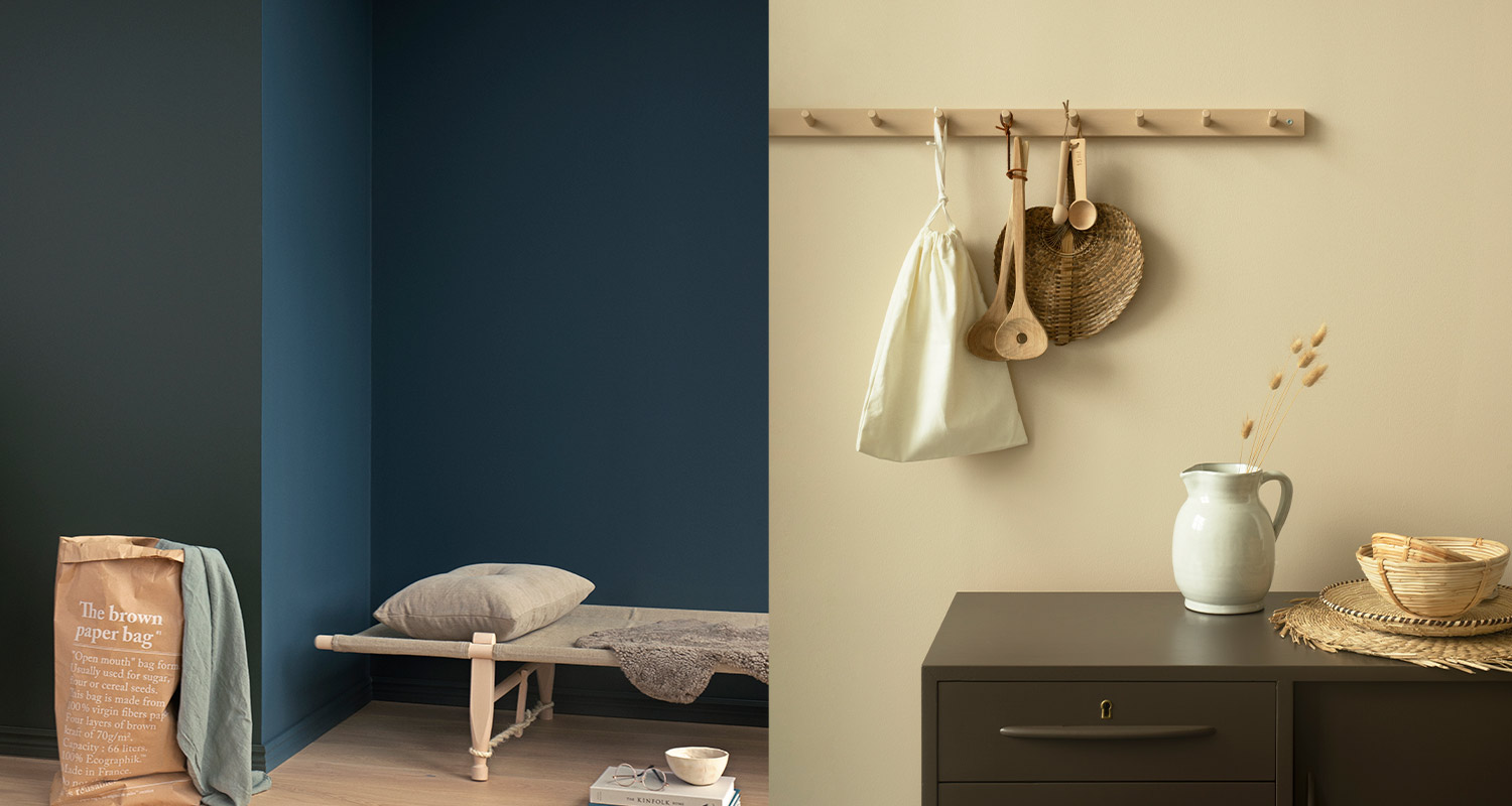 Kuvan seinät on maalattu Teknoksen sisämaaleilla ja miniväripurkin sävyjä hyödyntäen. Teknoksen maaleja myy K-Rauta.