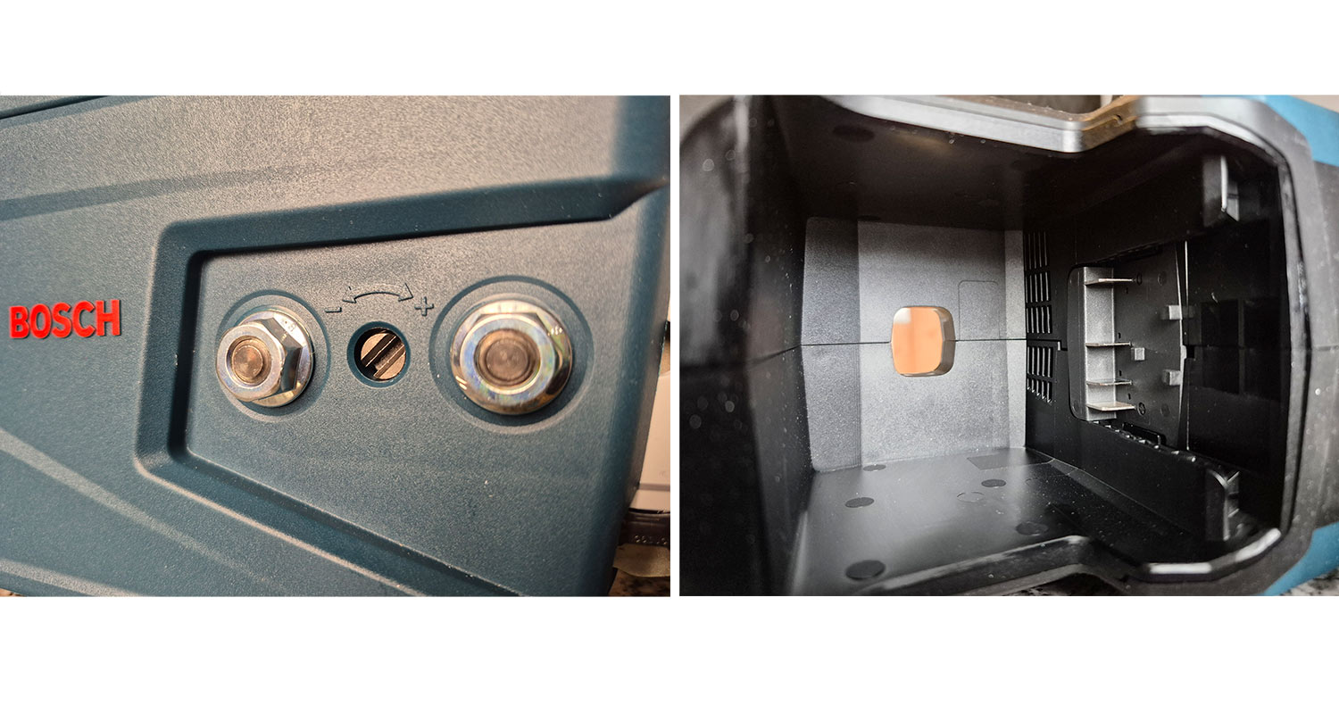 Lähikuvassa akkuketjusaha Bosch GKE 18V-40 Solon yksityiskohtia.